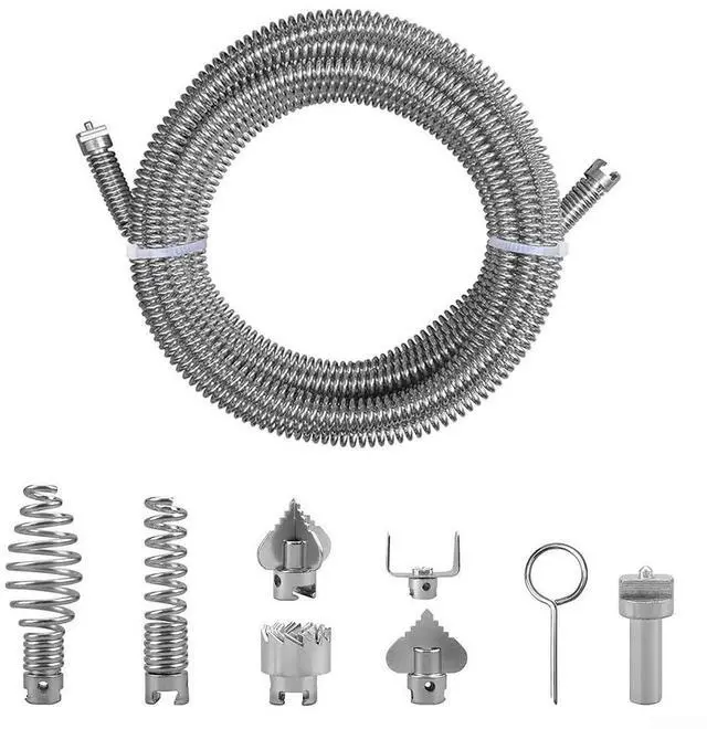 Alt view image 5 of 7 - Pipe Cleaning Spiral,12Mm Steel Drain Auger With 6 Cutters For Electric Pipe Cleaning Machine(B)