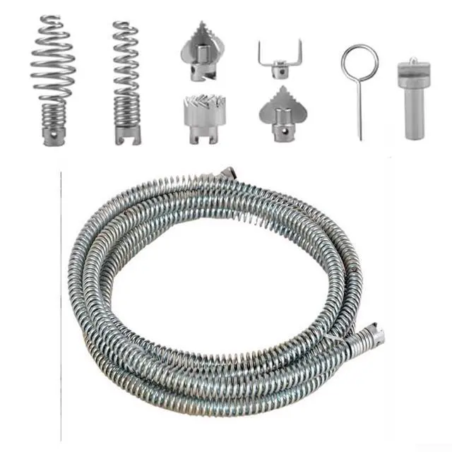 Alt view image 2 of 5 - Pipe Cleaning Spiral,12Mm Steel Drain Auger With 6 Cutters For Electric Pipe Cleaning Machine(C)