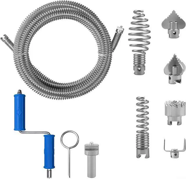 Alt view image 3 of 5 - Pipe Cleaning Spiral,12Mm Steel Drain Auger With 6 Cutters For Electric Pipe Cleaning Machine(C)