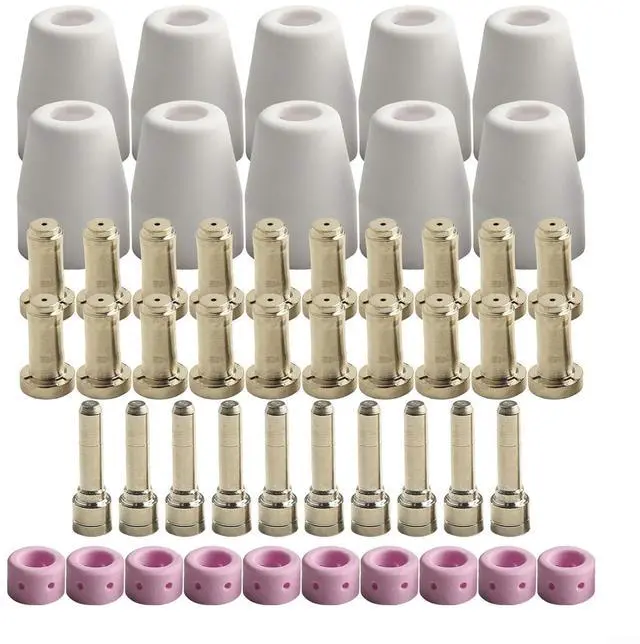 Main image of 50PCS Plasma Torch Accessories For PCM-500i, For POWERCUT 650, And HandyPlasma 550 Models, WSP-02008 Electrode, WSP-02009 30A Nozzle/Tip, WSP-02012 For Vortex Ring, And Shield Cup