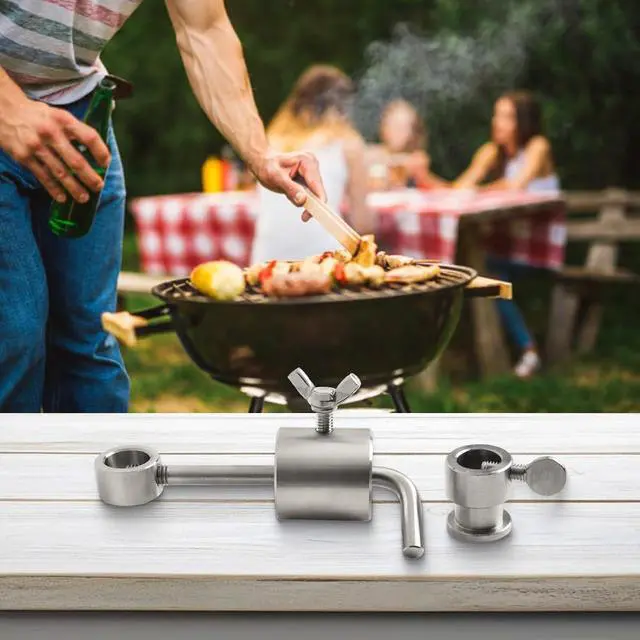 Alt view image 3 of 7 - BBQ Rotisserie Balance Skewer Kit Stainless Steel Counterweight Limiter for Even Roasting Square Hex Spits up to 14mm Outdoor Grill Accessory