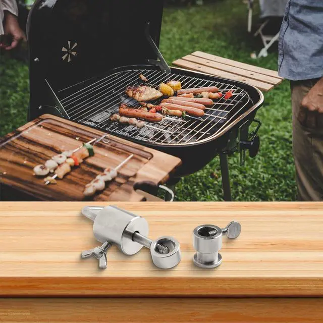 Alt view image 4 of 7 - BBQ Rotisserie Balance Skewer Kit Stainless Steel Counterweight Limiter for Even Roasting Square Hex Spits up to 14mm Outdoor Grill Accessory