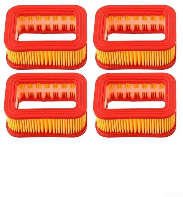 Main image of 4 Pack Air Filter Kit for 52cc 58cc Chainsaw Models 4500 5200 5800 Paper Element Replacement Parts Prevents Particle Intake Red Yellow