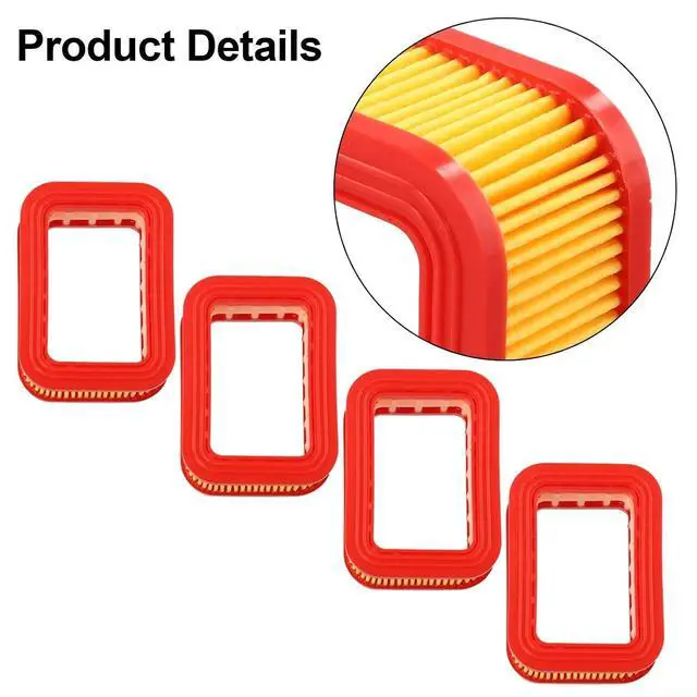 Alt view image 3 of 7 - 4 Pack Air Filter Kit for 52cc 58cc Chainsaw Models 4500 5200 5800 Paper Element Replacement Parts Prevents Particle Intake Red Yellow