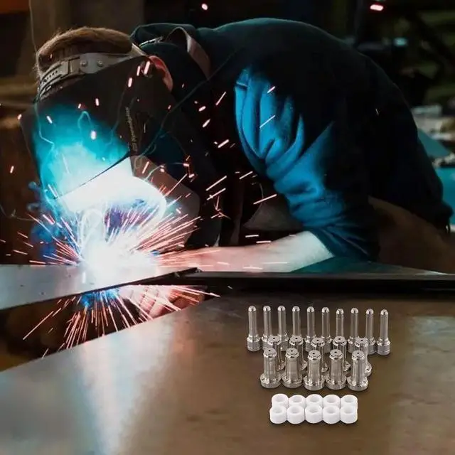 Alt view image 2 of 7 - 35pcs Plasma Cutter Consumables Kit for PT-31XT Torch, Includes 20862 Electrodes, 20860 30A Nozzles, 20463 Swirl Rings and 18204 Shield Cups, Copper Material