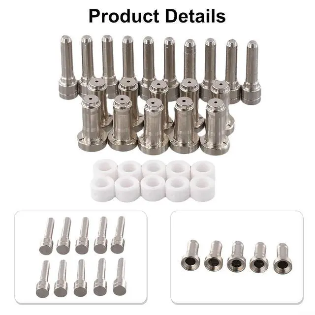 Alt view image 3 of 7 - 35pcs Plasma Cutter Consumables Kit for PT-31XT Torch, Includes 20862 Electrodes, 20860 30A Nozzles, 20463 Swirl Rings and 18204 Shield Cups, Copper Material