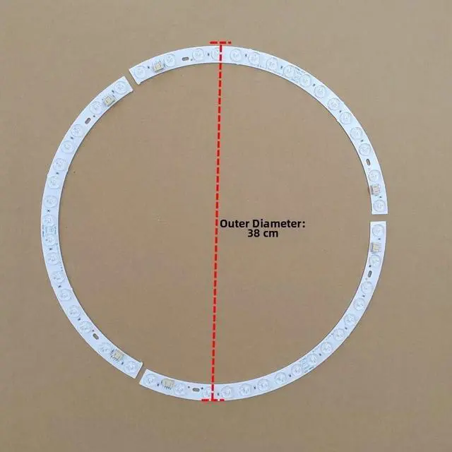 Alt view image 6 of 7 - LED Strip for 38cm Ceiling Fan Light, 36W 3-Color Changing Magnetic Mount Curved Lens Ring Light Tube, Replacement Accessory(Light strip + driver)