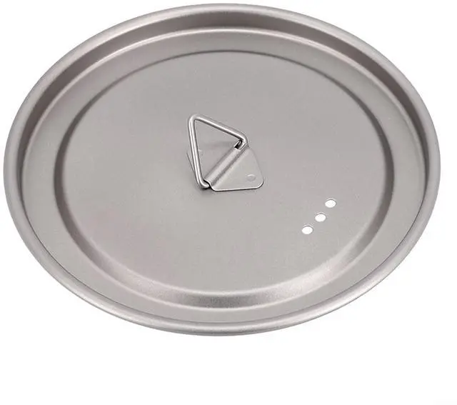 Alt view image 2 of 4 - Pure Titanium Cup Lid with Handle, Ultra-Light Dirt-Proof Replacement for Camping Mug Pot Kettle, 3 Sizes (80mm/95mm/120mm), Gray (120mm)