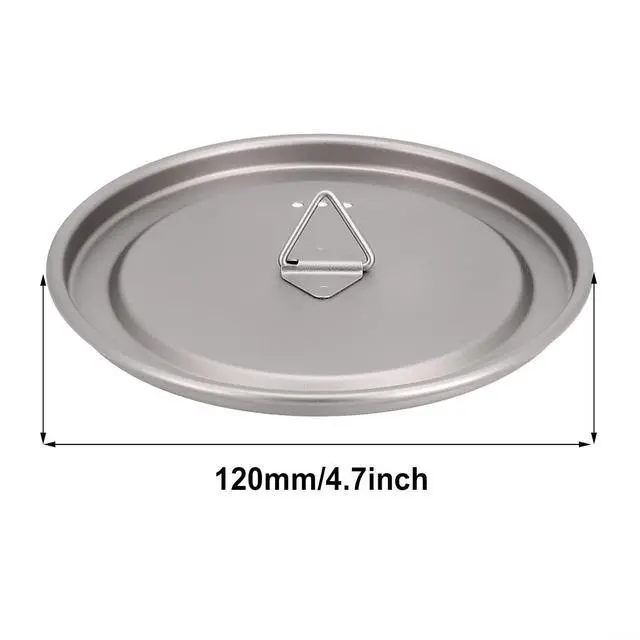 Alt view image 4 of 4 - Pure Titanium Cup Lid with Handle, Ultra-Light Dirt-Proof Replacement for Camping Mug Pot Kettle, 3 Sizes (80mm/95mm/120mm), Gray (120mm)