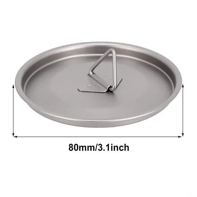 Alt view image 2 of 7 - Pure Titanium Cup Lid with Handle, Ultra-Light Dirt-Proof Replacement for Camping Mug Pot Kettle, 3 Sizes (80mm/95mm/120mm), Gray (80mm)