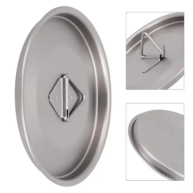 Alt view image 4 of 7 - Pure Titanium Cup Lid with Handle, Ultra-Light Dirt-Proof Replacement for Camping Mug Pot Kettle, 3 Sizes (80mm/95mm/120mm), Gray (80mm)
