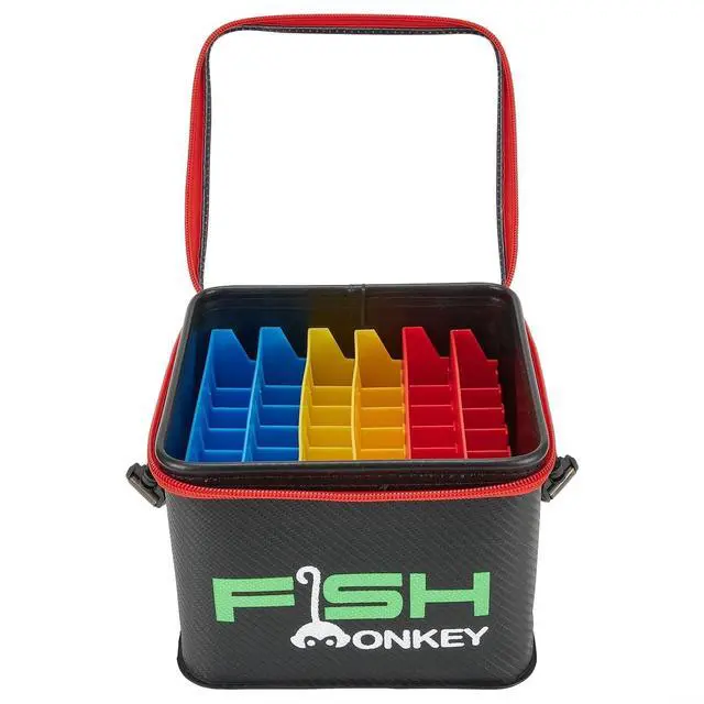 Alt view image 4 of 7 - EVA Fishing Lure Storage Bucket, 48 Slot Squid Jig Case with Clear Top & Drain Holes, Saltwater Tackle Box Bag for Boats (Black, 6 Dividers)