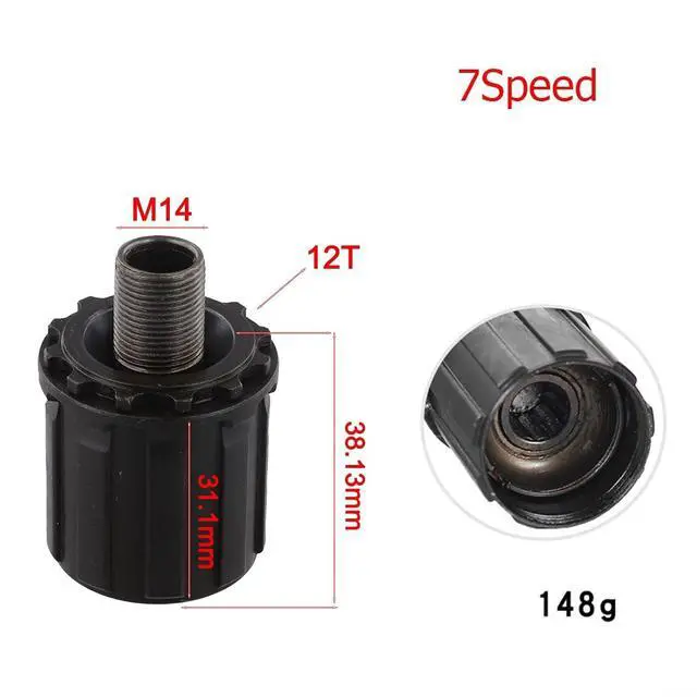 Alt view image 6 of 6 - 7 Speed Freehub Body for RM30 / RM40 / RM60 - Steel Construction, for 7-Speed Out and 8/9/10-Speed Out Hubs, Black(7 Speed)
