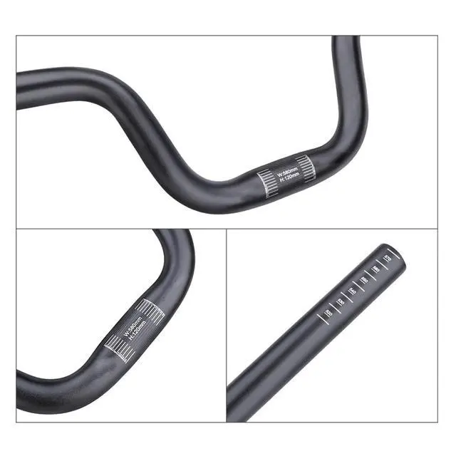 Alt view image 3 of 7 - Aluminum Alloy Folding Bike Handlebar For Brompton, 25.4mm / 1" Diameter 580mm / 22.8" Length, High Rise 120 / 160mm, Upright Cycling Bike Bar (25.4 * 580 * 120mm black)