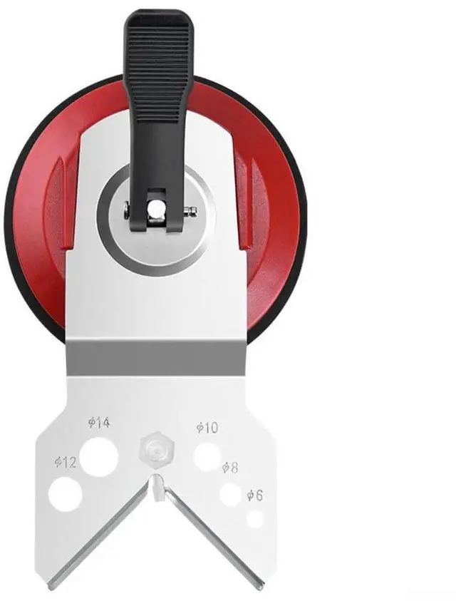 Main image of Tile Drill Guide Jig with Large 115mm Suction Cup for 6-83mm Bits, Stainless Steel Hole Locator Tool for Glass, Marble, Granite Surface, Portable Stable Anti-Slip Tool