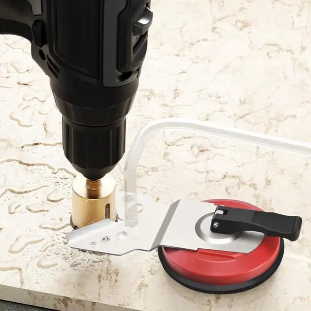 Alt view image 5 of 7 - Tile Drill Guide Jig with Large 115mm Suction Cup for 6-83mm Bits, Stainless Steel Hole Locator Tool for Glass, Marble, Granite Surface, Portable Stable Anti-Slip Tool