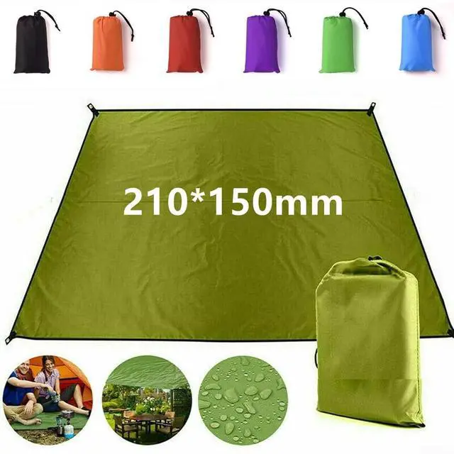 Alt view image 3 of 7 - Tent Tarp 210T Polyester Waterproof Rain Sun Shade Shelter with 6 Tie Points for Camping Hiking Beach Picnic Awning Cover Red (Orange 150x210CM)