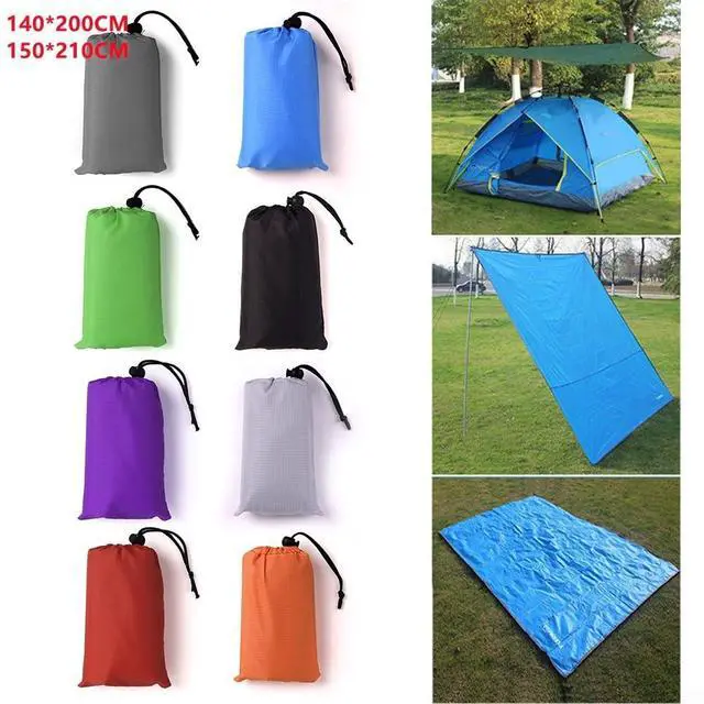 Alt view image 2 of 7 - Tent Tarp 210T Polyester Waterproof Rain Sun Shade Shelter with 6 Tie Points for Camping Hiking Beach Picnic Awning Cover Red (Orange 150x210CM)