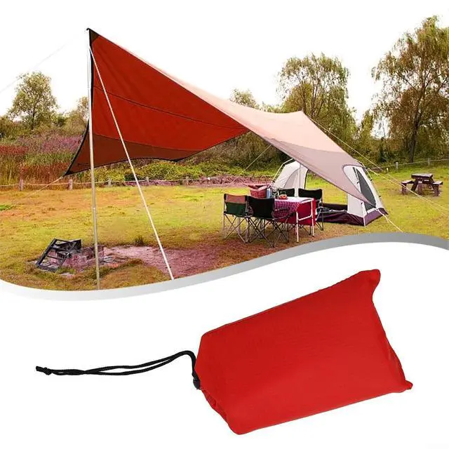 Alt view image 3 of 7 - Tent Tarp 210T Polyester Waterproof Rain Sun Shade Shelter with 6 Tie Points for Camping Hiking Beach Picnic Awning Cover Red (Red 140x200CM)