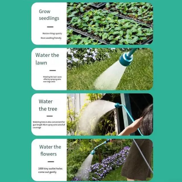 Alt view image 6 of 6 - Watering Wand With 1000 Holes, 24 Inch Aluminum Garden Hose Nozzle With Thumb Control, Soft Rain Shower For Hanging Baskets Plants Lawns, Green