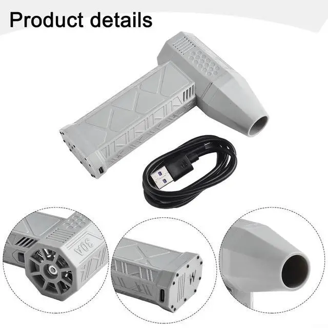 Alt view image 2 of 5 - For MINI Fan, 110000 RPM Brushless Motor, 13 Blades, PD Fast Charging, Stepless Speed Control For Industrial Cleaning(Grey)