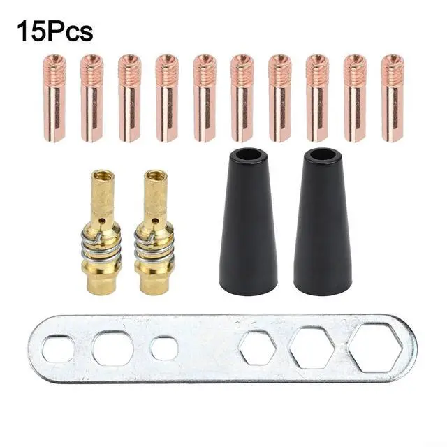 Alt view image 4 of 6 - For 15AK Welding Accessory Kit, 0.8mm Copper for contact Tips, Flux Core Gasless Nozzle, Tips Holder Diffuser For MIG MB14 MB15 Torch, 15PCS