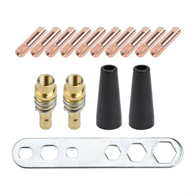 Alt view image 6 of 6 - For 15AK Welding Accessory Kit, 0.8mm Copper for contact Tips, Flux Core Gasless Nozzle, Tips Holder Diffuser For MIG MB14 MB15 Torch, 15PCS