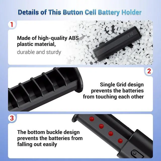 Alt view image 5 of 7 - LR41 Holder + LR44 HolderButton Round Battery Storage