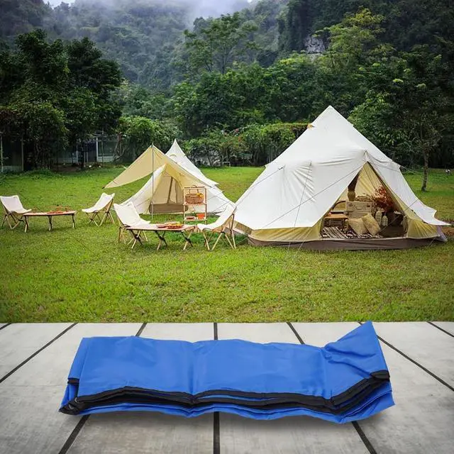 Alt view image 2 of 7 - Tent Tarp 210T Polyester Waterproof Rain Sun Shade Shelter with 6 Tie Points for Camping Hiking Beach Picnic Awning Cover Red (Blue 150x210CM)