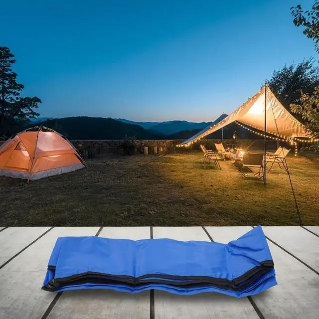 Alt view image 4 of 7 - Tent Tarp 210T Polyester Waterproof Rain Sun Shade Shelter with 6 Tie Points for Camping Hiking Beach Picnic Awning Cover Red (Blue 150x210CM)