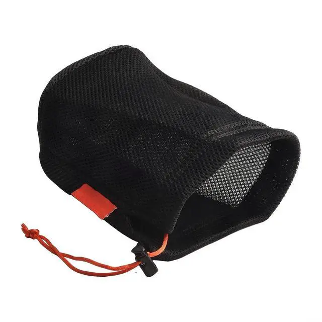 Alt view image 4 of 6 - Mesh Storage Bag for Camping, Breathable Anti-Collision Pot Pouch with Drawstring, Lightweight Outdoor Gear Organizer for Cookware Tableware and Water Bucket, Black (16 * 20cm)