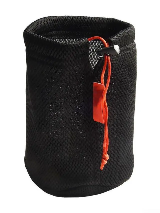 Alt view image 6 of 6 - Mesh Storage Bag for Camping, Breathable Anti-Collision Pot Pouch with Drawstring, Lightweight Outdoor Gear Organizer for Cookware Tableware and Water Bucket, Black (16 * 20cm)