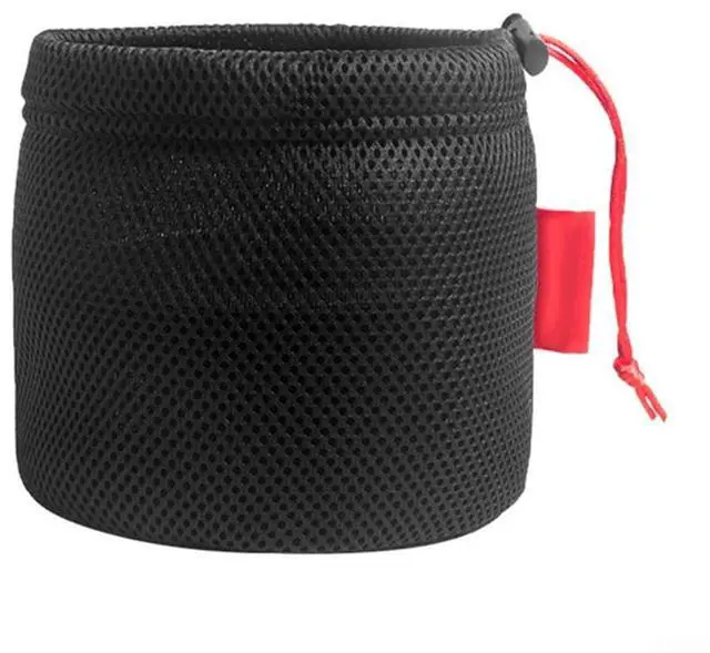 Alt view image 4 of 7 - Mesh Storage Bag for Camping, Breathable Anti-Collision Pot Pouch with Drawstring, Lightweight Outdoor Gear Organizer for Cookware Tableware and Water Bucket, Black (22 * 25cm)