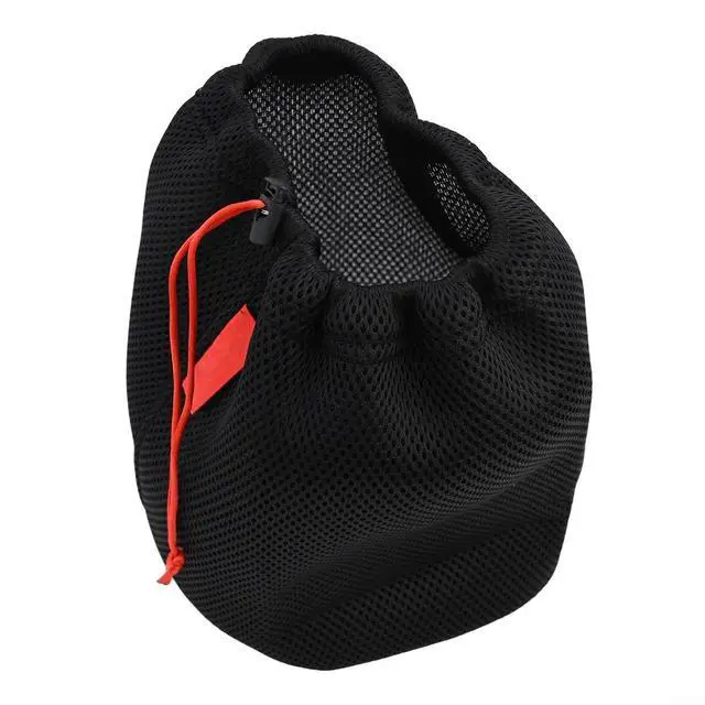 Alt view image 3 of 7 - Mesh Storage Bag for Camping, Breathable Anti-Collision Pot Pouch with Drawstring, Lightweight Outdoor Gear Organizer for Cookware Tableware and Water Bucket, Black (22 * 25cm)