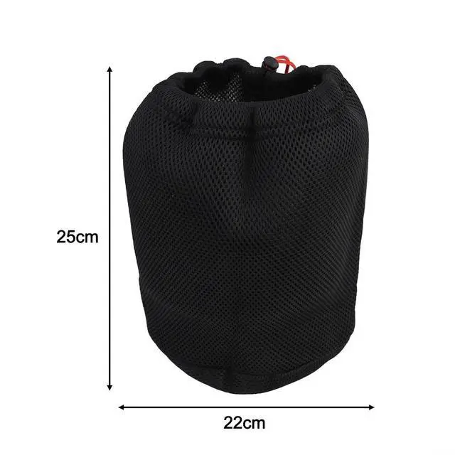 Alt view image 6 of 7 - Mesh Storage Bag for Camping, Breathable Anti-Collision Pot Pouch with Drawstring, Lightweight Outdoor Gear Organizer for Cookware Tableware and Water Bucket, Black (22 * 25cm)