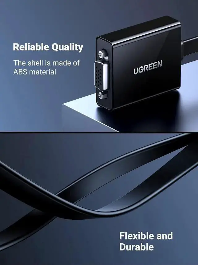 Alt view image 6 of 7 - AV Converter WISDUM Active HDMI to VGA Adapter with 3.5mm Audio Jack HDMI Male to VGA Female up to 1080P for PC Laptop Ultrabook Raspberry Pi Chromebook Black