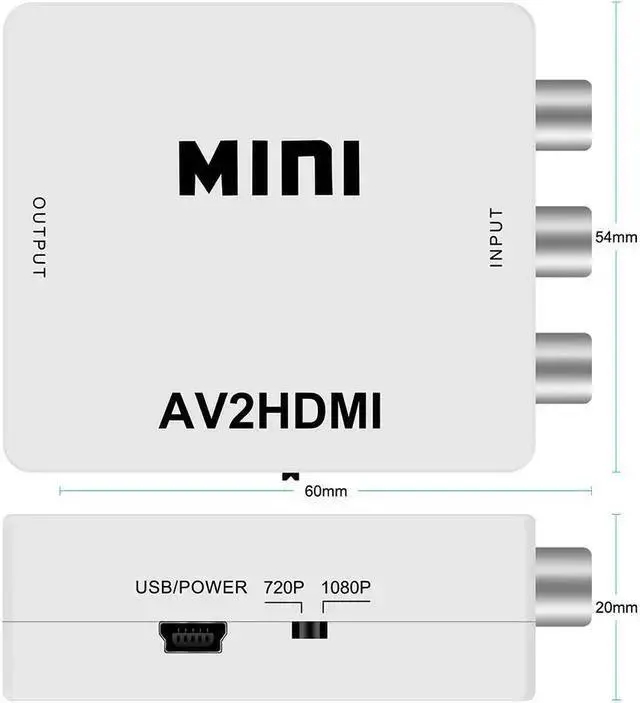 Alt view image 3 of 7 - AV Converter WISDUM RCA to HDMI,AV to HDMI converter,1080P mini RCA composite CVBS video to audio converter adapter,support PAL/NTSC,for TV/PC/PS3/STB/ VHS/VCR/Blu-ray DVD player