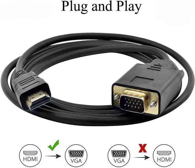 Alt view image 2 of 5 - AV Converter WISDUM HDMI to VGA Adapter Cable One Way Direction 1080P Gold Plated HDMI Male to VGA Male Active Video Converter Cable Cord 6 Feet 1.8 Meters