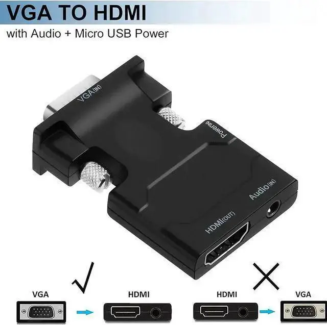 Alt view image 6 of 7 - AV Converter WISDUM VGA to HDMI Adapter VGA to HDMI Video Converter Adapter VGA Male to Female HDMI with Audio for TV Computer Projector(Including Power and Audio Cable)