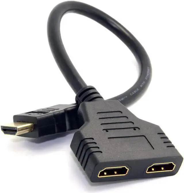 Alt view image 2 of 5 - HDMI Cable WISDUM One HDMI Male to Dual HDMI Female Y Splitter Switch Extension Adapter Cable