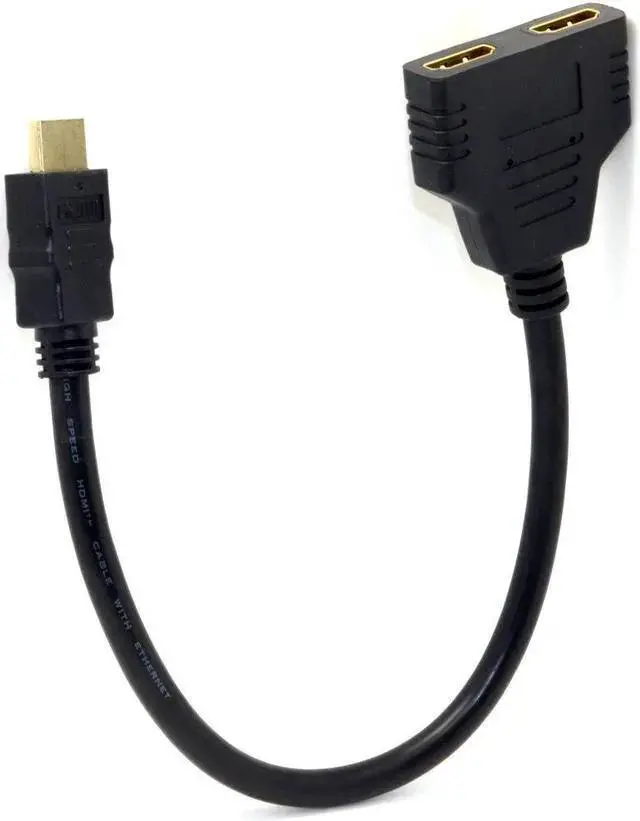 Alt view image 5 of 5 - HDMI Cable WISDUM One HDMI Male to Dual HDMI Female Y Splitter Switch Extension Adapter Cable