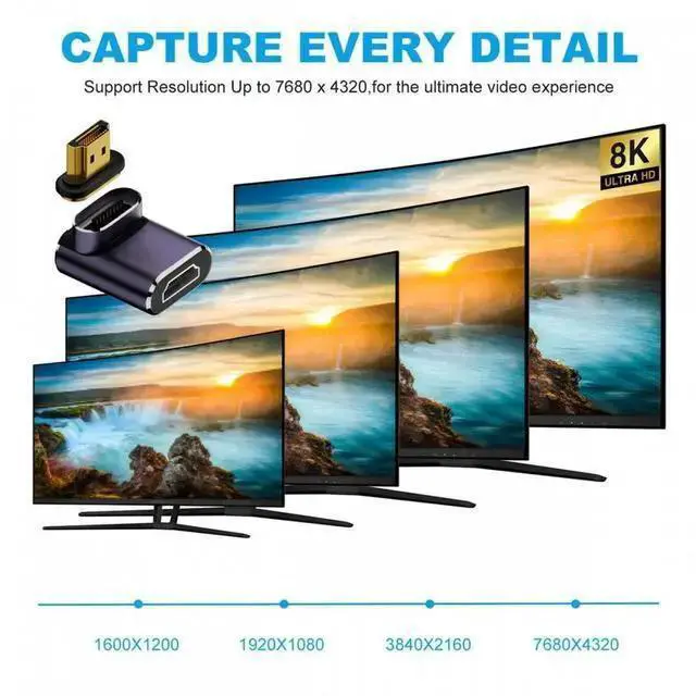Alt view image 7 of 7 - HDMI Cable WISDUM 90 Degree Down Angled Vertical Magnetic 8K Type-A HDMI 2.1 Male to Female Straight Video Adapter for Laptop HDTV