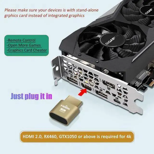 Alt view image 2 of 6 - HDMI Cable WISDUM HDMI Dummy Plug 4K High Resolution Virtual Monitor Display Emulator New Generation Headless Display Adapter Compatible with Windows Mac OSX Linux, 3Pack