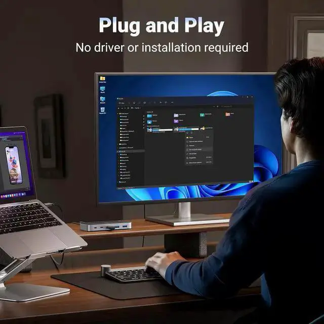 Alt view image 4 of 6 - USB Hub WISDUM 10Gbps USB C Switch 2 Computers Share 4 USB 3.2 Ports, USB Switcher Selector for PC Laptop Keyboard Mouse Webcam USB-Microphone, USB Switch Adapter with 2 USB C to C Data Cables and Rem
