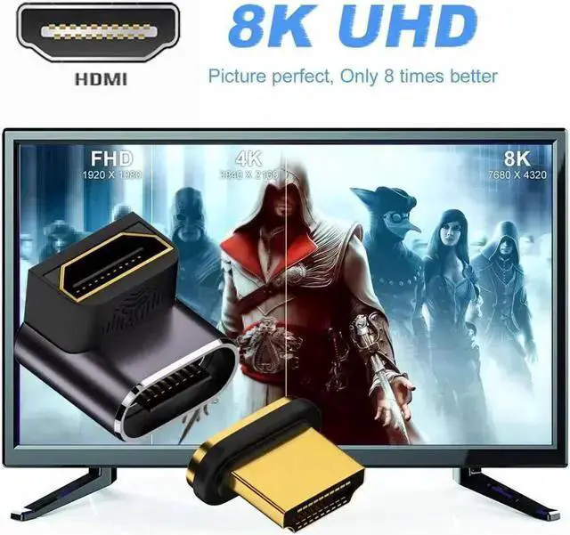 Alt view image 6 of 7 - HDMI Cable WISDUM 90 Degree Up Angled Magnetic 8K Type-A HDMI 2.1 Male to Female Straight Video Adapter for Laptop HDTV