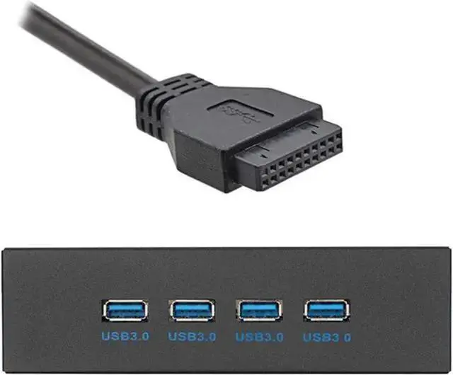Alt view image 5 of 6 - USB Hub WISDUM JSER USB 3.0 HUB 4 Ports HUB Front Panel to Motherboard 20Pin 19Pin Header Connector Cable Compatible for 5.25" CD-ROM Bay