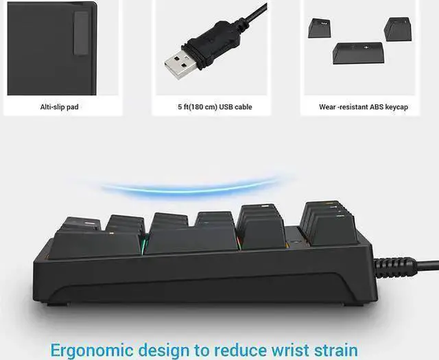 Alt view image 5 of 7 - WISDUM Number Pad, Mechanical USB Wired Numeric Keypad with RGB LED Backlit 21 Key Numpad,Mechanical Numeric Keypad for Laptop Desktop Computer PC Blue Switch (Black)