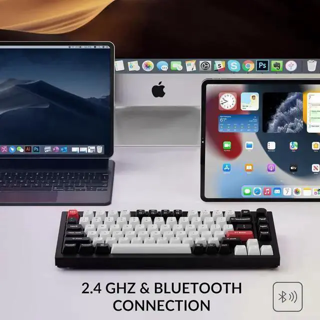 Alt view image 2 of 7 - USB Keyboard WISDUM Keychron Q1 HE Wireless Custom Mechanical Keyboard with Hall Effect Gateron Double-Rail Magnetic Switch Rapid Trigger, QMK 2.4 GHz Bluetooth 5.2 RGB Compatible with Mac Windows Lin