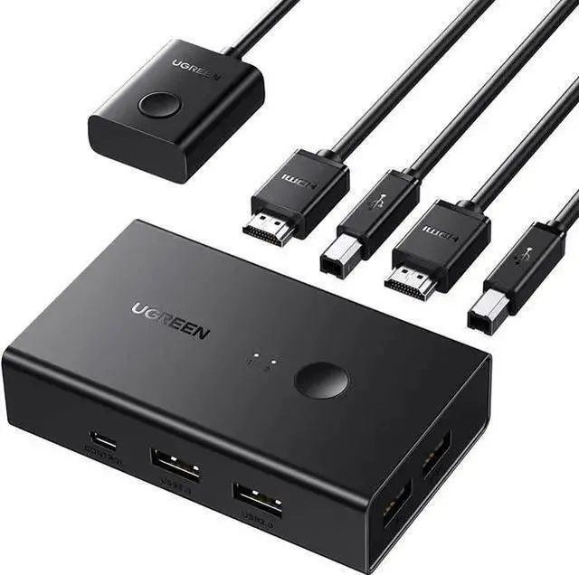 Main image of KVM Switch HDMI WISDUM KVM Switch, HDMI USB KVM Switcher with Desktop Control for 2 Computers Share Keyboard Mouse Printer and One HD 4K Monitor, Support 4K@60Hz 3D HDR, with 2 USB 2.0 Cables and 2 HD