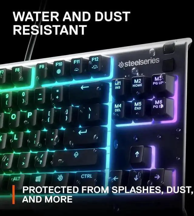 Alt view image 6 of 7 - USB Keyboard WISDUM Apex 3 TKL RGB Gaming Keyboard Compact Tenkeyless Design, 8-Zone RGB, IP32 Water & Dust Resistant, Whisper Quiet Switches, Anti-Ghosting Black